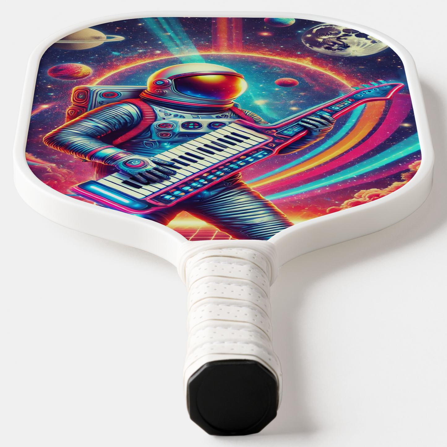 80's Retro Astronaut Rocking Keytar on the Moon Pickleball Paddle