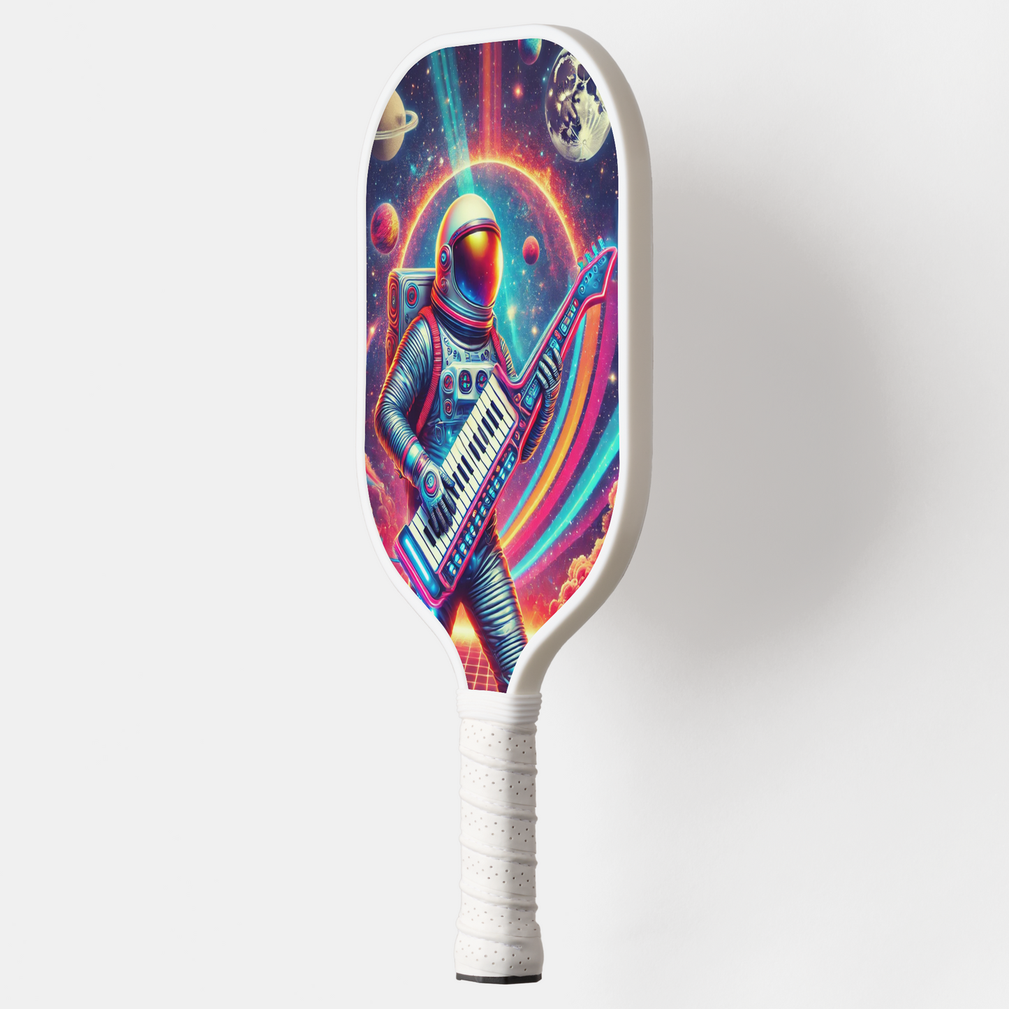 80's Retro Astronaut Rocking Keytar on the Moon Pickleball Paddle