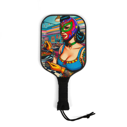 Pop Art Wrestling Waitress Pickleball Paddle Kit