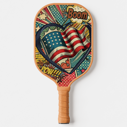 BOOM! Comic-Themed Patriotic Pickleball Paddle